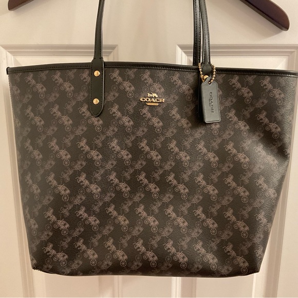 Coach Horse & Carriage Print Reversible City Tote - Black - Picture 4 of 15